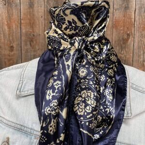 Royal Blue & Cream Paisley Wild Rag Scarf | Western Southwestern